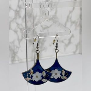 Blue floral earrings